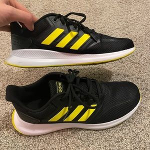Black and Yellow Adidas Running Shoes